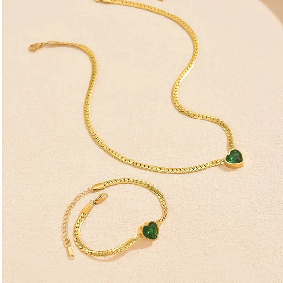 Wholesale Women's Heart Shape Stainless Steel Electroplated Love Zircon Bracelet Jewelry