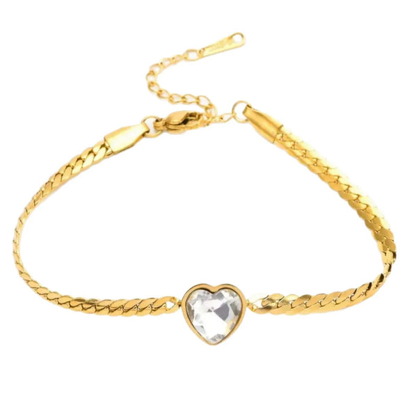 Wholesale Women's Heart Shape Stainless Steel Electroplated Love Zircon Bracelet Jewelry