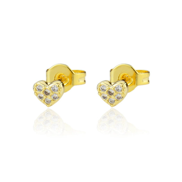 Wholesale Women's Heart Shaped Copper Earrings With Gold Plated Electroplating Design