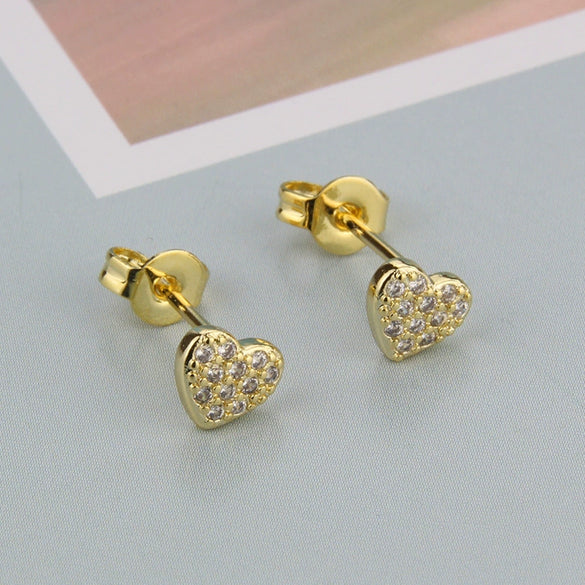 Wholesale Women's Heart Shaped Copper Earrings With Gold Plated Electroplating Design
