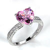 Wholesale Women's Heart Shaped Engagement Wedding Ring Inlaid With Pink Diamond Zircon On Copper