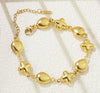 Wholesale Women's Heart Shaped Geometric Diamond Pattern Real Gold Plated Stainless Steel And Titanium Steel Bracelet For Office Ladies