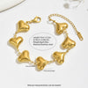 Wholesale Women's Heart Shaped Geometric Diamond Pattern Real Gold Plated Stainless Steel And Titanium Steel Bracelet For Office Ladies