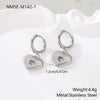Wholesale Women's Heart Shaped Geometric Stainless Steel 18K Gold Electroplated Diamondencrusted Earrings