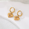 Wholesale Women's Heart Shaped Geometric Stainless Steel 18K Gold Electroplated Diamondencrusted Earrings