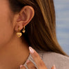 Wholesale Women's Heart Shaped Geometric Stainless Steel 18K Gold Electroplated Diamondencrusted Earrings