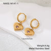 Wholesale Women's Heart Shaped Geometric Stainless Steel 18K Gold Electroplated Diamondencrusted Earrings