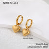 Wholesale Women's Heart Shaped Geometric Stainless Steel 18K Gold Electroplated Diamondencrusted Earrings