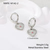 Wholesale Women's Heart Shaped Geometric Stainless Steel 18K Gold Electroplated Diamondencrusted Earrings