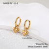 Wholesale Women's Heart Shaped Geometric Stainless Steel 18K Gold Electroplated Diamondencrusted Earrings