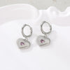 Wholesale Women's Heart Shaped Geometric Stainless Steel 18K Gold Electroplated Diamondencrusted Earrings