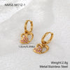 Wholesale Women's Heart Shaped Geometric Stainless Steel 18K Gold Electroplated Diamondencrusted Earrings