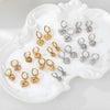 Wholesale Women's Heart Shaped Geometric Stainless Steel 18K Gold Electroplated Diamondencrusted Earrings