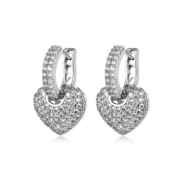 Wholesale Women's Heart Shaped Zircon Earrings Made Of Environmental Protection Copper