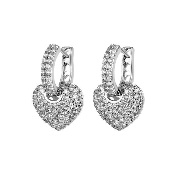 Wholesale Women's Heart Shaped Zircon Earrings Made Of Environmental Protection Copper