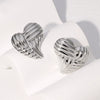 Wholesale Women's Heart Striped Asymmetric Titanium Steel And Stainless Steel Earrings With Electroplating
