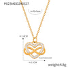 Wholesale Women's Heart Winding Pendant Hollow Titanium Steel Necklace And Earrings With Golden Diamond Bow Light Luxury Style Electroplating Treatment