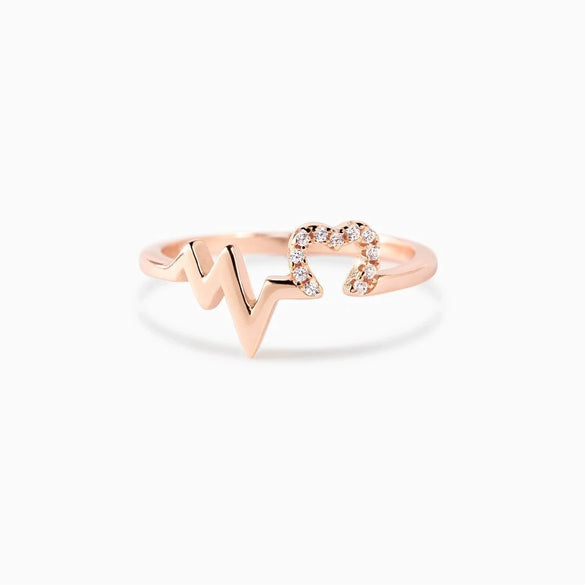 Wholesale Women's Heartbeat Geometric Sterling Silver 925 Ring Inlaid Zircon With Electroplating