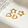 Wholesale Women's Heartshaped And Fivepointed Star Stainless Steel Goldplated Earrings