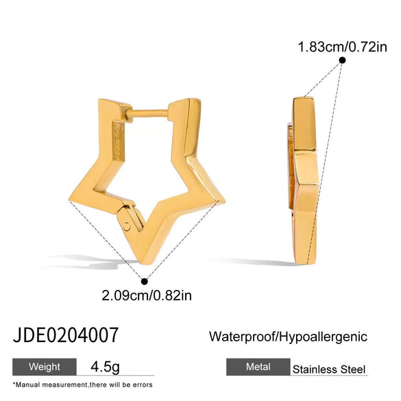Wholesale Women's Heartshaped And Fivepointed Star Stainless Steel Goldplated Earrings