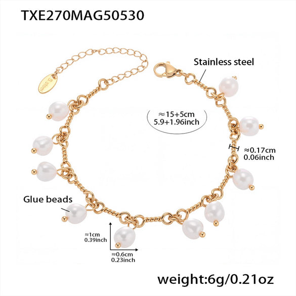 Wholesale Women's Heartshaped Copper And Shell Beads Electroplated Ferris Wheel Tassel Necklace With Titanium Steel Pendant