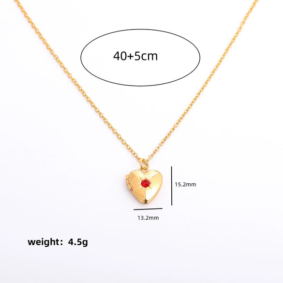 Wholesale Women's Heartshaped Copper And Titanium Steel Necklace With Diamond Design And Cross Chain