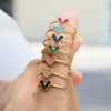 Wholesale Women's Heartshaped Copper Ring 18K Goldplated With Zirconium