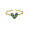Wholesale Women's Heartshaped Copper Ring 18K Goldplated With Zirconium