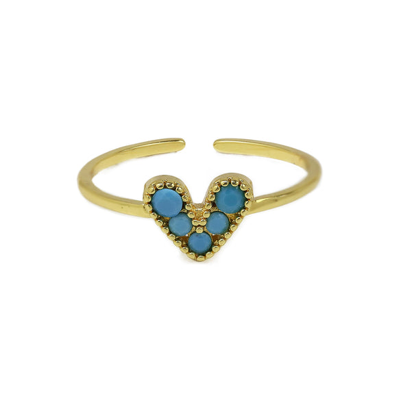 Wholesale Women's Heartshaped Copper Ring 18K Goldplated With Zirconium