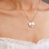 Wholesale Women's Heartshaped Copper Stainless Steel Clavicle Chain Choker With Mixed Gemstone Pendant And Electroplating