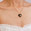 Wholesale Women's Heartshaped Copper Stainless Steel Clavicle Chain Choker With Mixed Gemstone Pendant And Electroplating