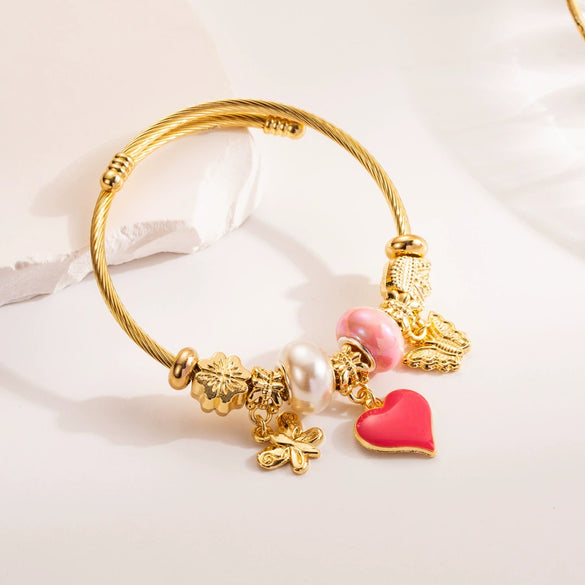 Wholesale Women's Heartshaped Diamond Alloy Bracelet For Students And Girlfriends