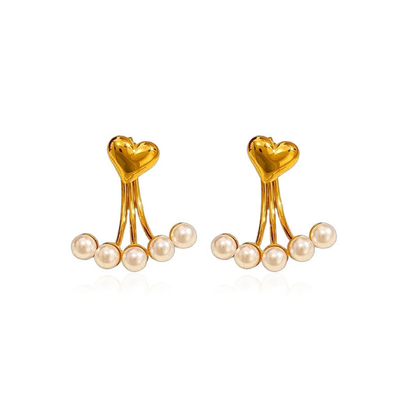 Wholesale Women's Heartshaped Geometric Stainless Steel Electroplated Earrings Light Luxury Minimalist Style