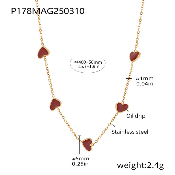 Wholesale Women's Heartshaped Geometric Stainless Steel Glazed Goldplated Clavicle Necklace In Light Luxury Style