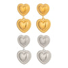 Wholesale Women's Heartshaped Lace Texture Patchwork Stainless Steel Earrings With Vacuum Real Gold Plating