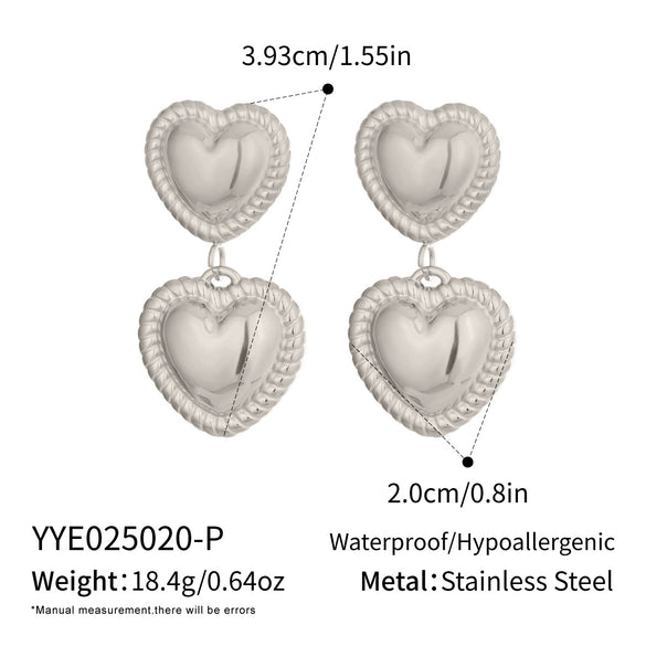 Wholesale Women's Heartshaped Lace Texture Patchwork Stainless Steel Earrings With Vacuum Real Gold Plating