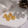 Wholesale Women's Heartshaped Lace Texture Patchwork Stainless Steel Earrings With Vacuum Real Gold Plating