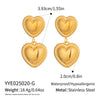 Wholesale Women's Heartshaped Lace Texture Patchwork Stainless Steel Earrings With Vacuum Real Gold Plating