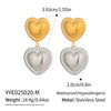 Wholesale Women's Heartshaped Lace Texture Patchwork Stainless Steel Earrings With Vacuum Real Gold Plating