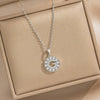 Wholesale Women's Heartshaped Necklace With Letter Number Text Pattern Copper Inlaid With Zircon Real Gold Plated Oshaped Chain Pendant Jewelry