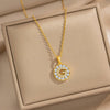 Wholesale Women's Heartshaped Necklace With Letter Number Text Pattern Copper Inlaid With Zircon Real Gold Plated Oshaped Chain Pendant Jewelry