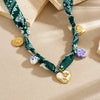Wholesale Women's Heartshaped Printed Stainless Steel Rope Chain Goldplated Pendant Necklace