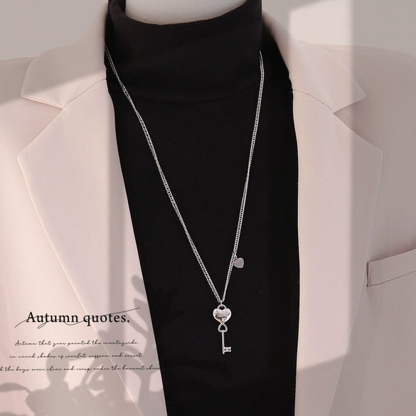Wholesale Women's Heartshaped Silver Love Pendant Necklace Made Of Highquality Titanium Steel