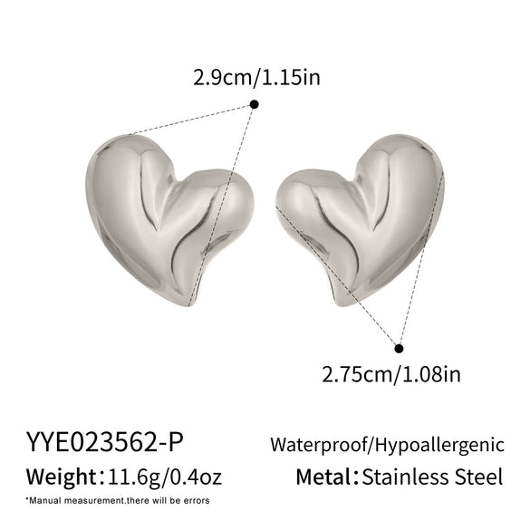 Wholesale Women's Heartshaped Stainless Steel Earrings With Vacuum Real Gold Plating In Pvd Furnace