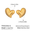 Wholesale Women's Heartshaped Stainless Steel Earrings With Vacuum Real Gold Plating In Pvd Furnace