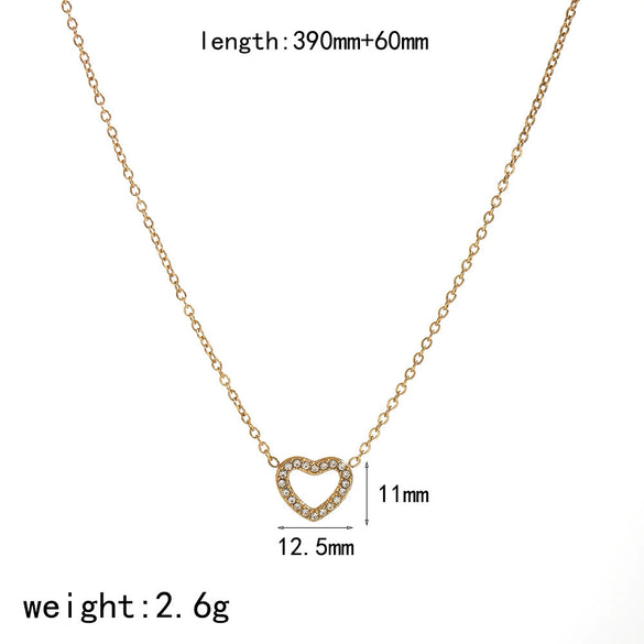 Wholesale Women's Heartshaped Stainless Steel Electroplated 18K Gold Ochain Necklace