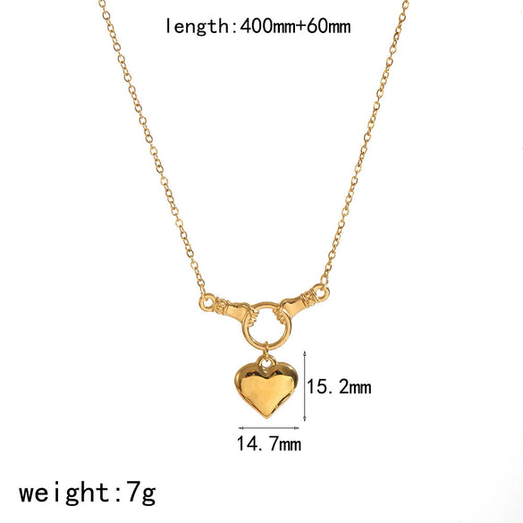 Wholesale Women's Heartshaped Stainless Steel Electroplated 18K Gold Ochain Necklace