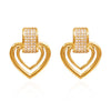 Wholesale Women's Heartshaped Stainless Steel 18K Gold Plated Earrings With Exaggerated Niche Design