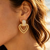 Wholesale Women's Heartshaped Stainless Steel 18K Gold Plated Earrings With Exaggerated Niche Design