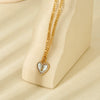 Wholesale Women's Heartshaped Stainless Steel 18K Gold Plated Lock Pendant Necklace
